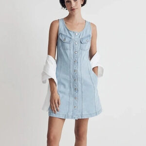 New Madewell Denim Sleeveless Seamed Mini Dress